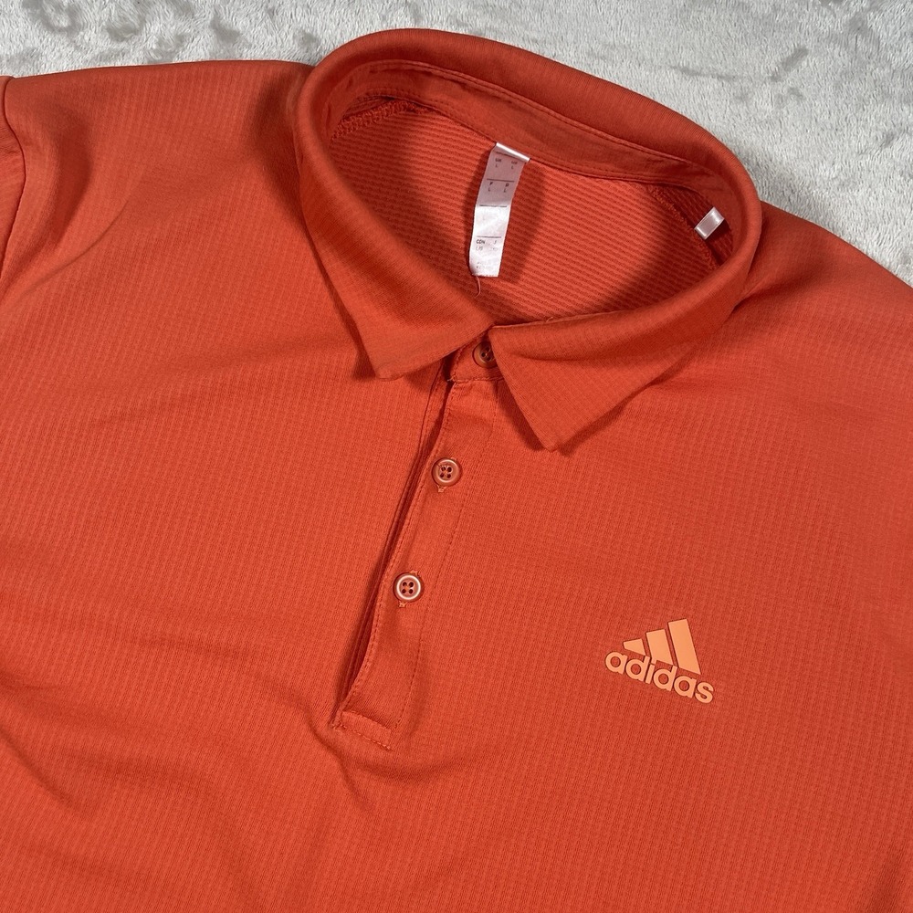 Adidas Heat RDY Performance Polo Shirt Men's Large Orange Moisture Wicking‎